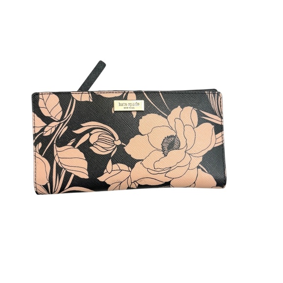 Kate spade New York laurel way gardenia pink and blue wallet - Picture 1 of 5